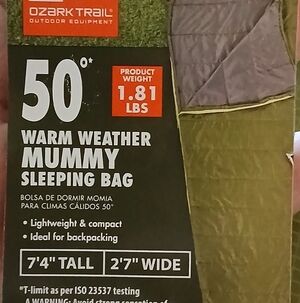 Ozark Trail Green Warm Weather Mummy Sleeping Bag.    FF#321